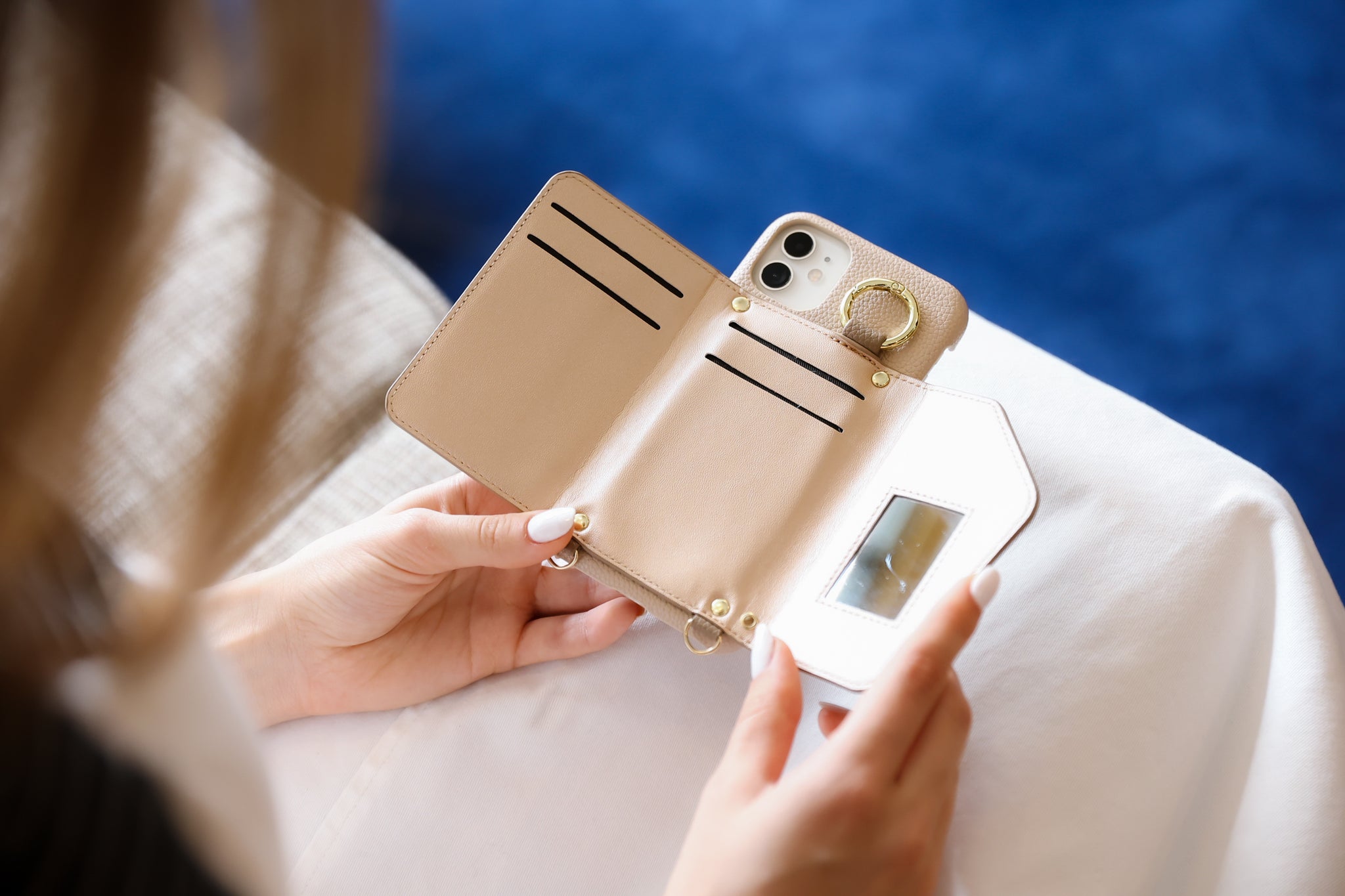 iPhoneケース ストラップセット PORTE クロコ型押し ensemble iPhone15