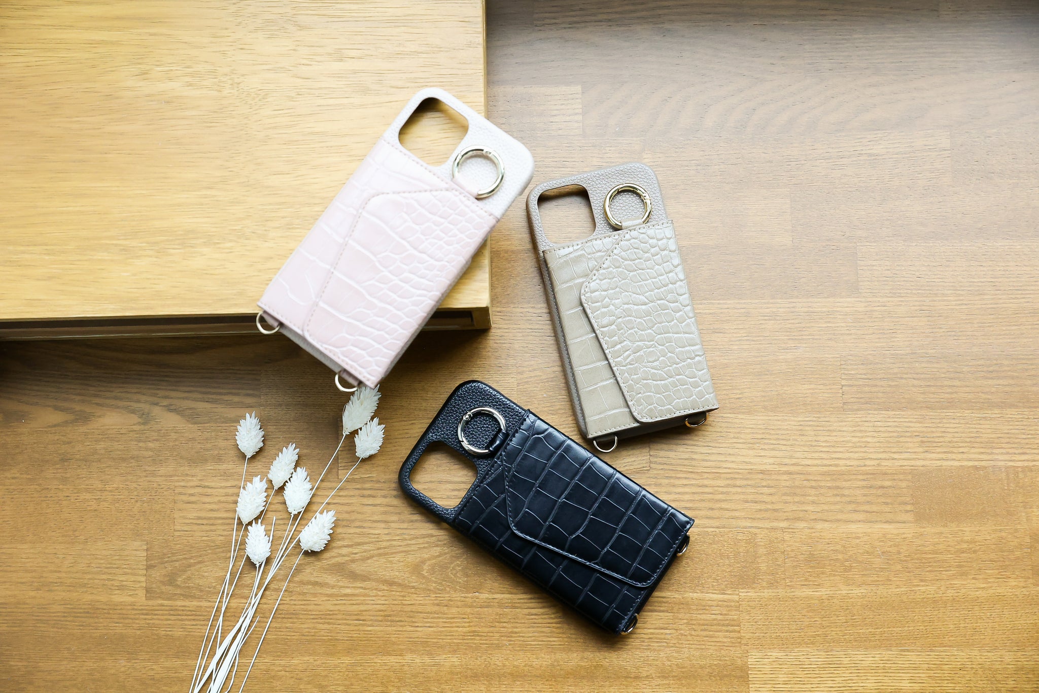 iPhoneケース ストラップセット PORTE クロコ型押し ensemble iPhoneケース ストラップセット PORTE クロコ型押し ensemble